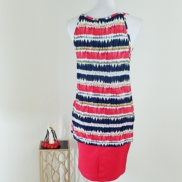 BCBG Paris~Women's Size XXS~Red Combo Shirt NWT. - Picture 8 of 11